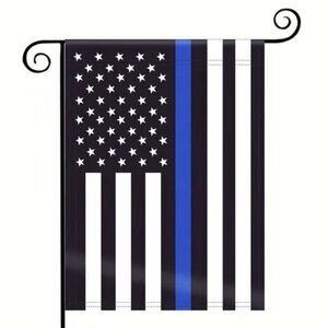 Flag US Thin Blue Line Thin Patriotic Yard Lawn Garden Outdoor Indoor Blue Black